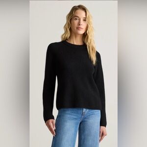 NWOT Quince Women's Mongolian Cashmere Fisherman Crewneck Black Sweater, Size L